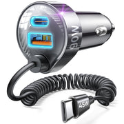 LISEN 90W front view showing compact design and cigarette lighter fit for clean installation