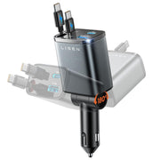 LISEN front view of charger showing ports and compact design benefit tidy storage