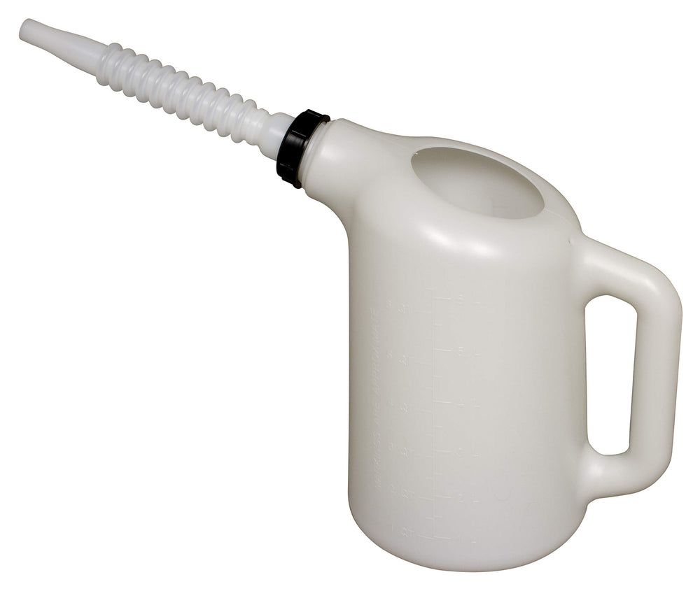 Lisle 6 qt translucent oil dispenser front view shows level and easy pouring