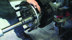 Lisle 28950 in use with impact wrench installing a truck wheel stud quickly