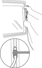 Lisle tool in use on a tractor windshield illustrating clearance and safe strip seating