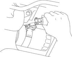 Lisle 57020 closeup of swivel handle and tension nut for tight spots