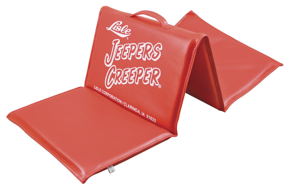 Lisle fold-up creeper front view shows padded vinyl for comfortable work