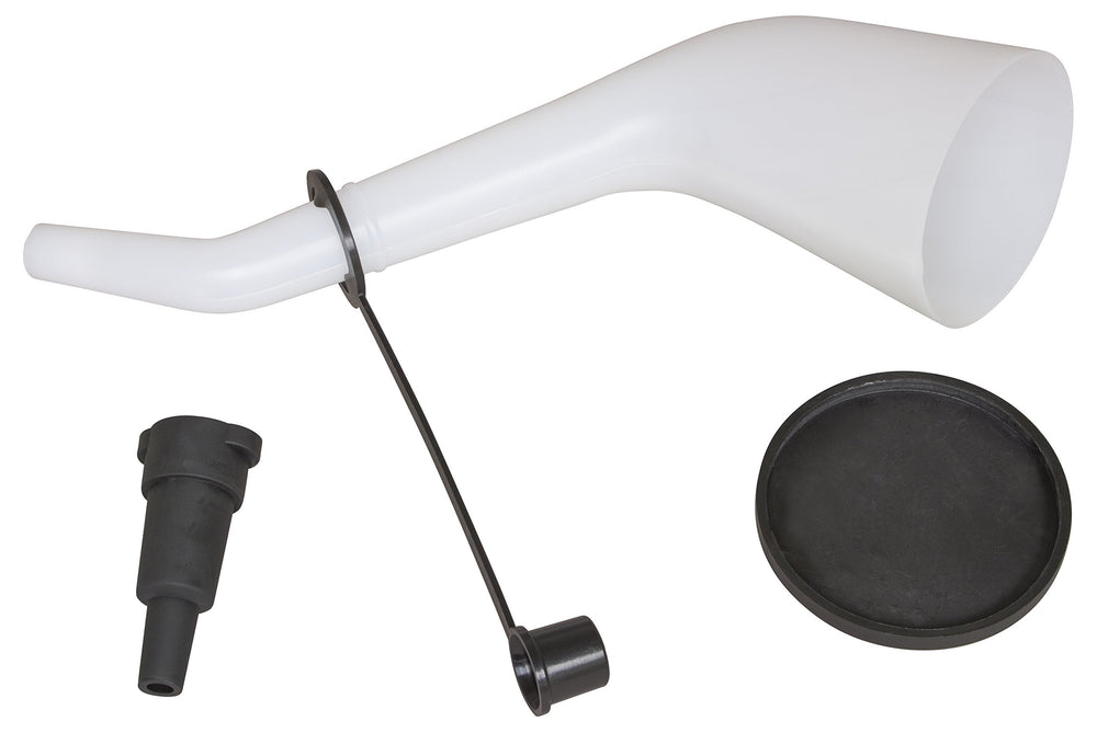 Lisle offset funnel front view showing bowl and offset spout for easier pouring