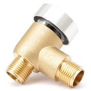 Lisnhlin front view of brass vacuum breaker check valve showing durable build and safety