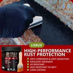LISRUX before and after on car frame illustrating rust removal and protection