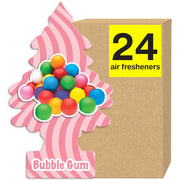 LITTLE TREES front packaging showing Bubble Gum scent and count, quick identification benefit