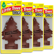 LITTLE TREES front pack showing 24 leather-scented trees, lasting freshness