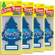 LITTLE TREES front packaging showing New Car scent and counts for easy selection