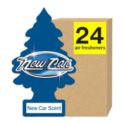 LITTLE TREES front pack showing 24 New Car Scent fresheners, convenience