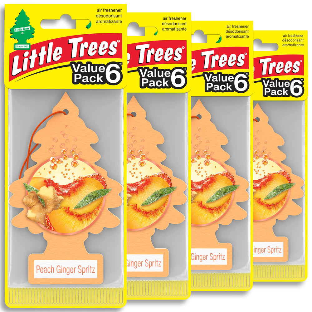 LITTLE TREES front packaging showing peach ginger spritz and benefits