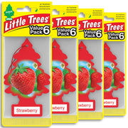 LITTLE TREES front packaging showing strawberry scent and 6-pack convenience