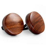 littlelucky front view of two walnut vent clips showing elegant finish and easy install benefit