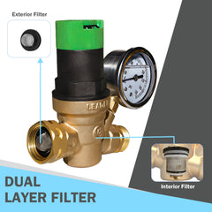 LIULO TOOL detail of built-in inlet mesh filter trapping debris to protect lines benefit