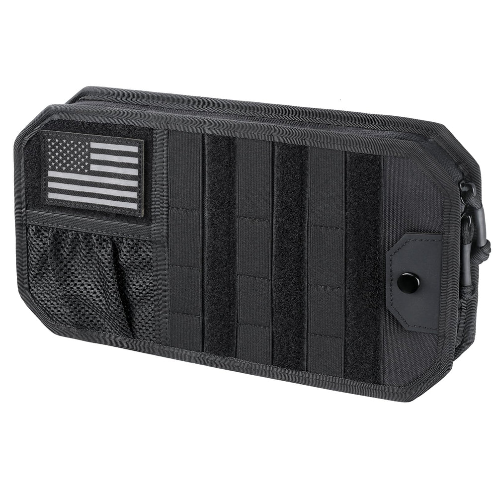 LIVANS front view organizer showing pockets and zippered compartment for handy access