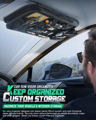 LIVANS visor organizer installed in an SUV visor offering clutter-free access to essentials