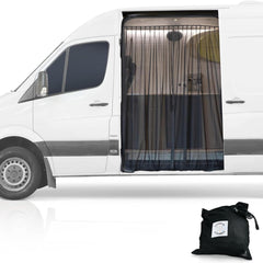 Living in a Bubble front view of magnetic flyscreen fitted on sliding door, insect protection