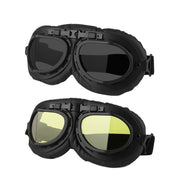LJDJ front view vintage pilot goggles showing full frame and lens benefit protection