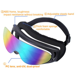 LJDJ goggles worn on dirt bike illustrating windproof protection while riding