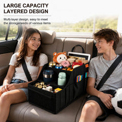 LLPHOACI top view open compartments holding snacks and devices for tidy storage
