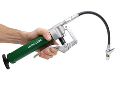 LockNLube detail of 12" heavy-duty hose highlighting flexible reach advantage