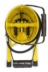LockNLube foot treadle action highlighting hands-free pumping and operator comfort