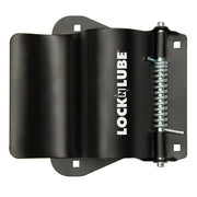 LockNLube front view of mounted bracket showing secure storage benefit