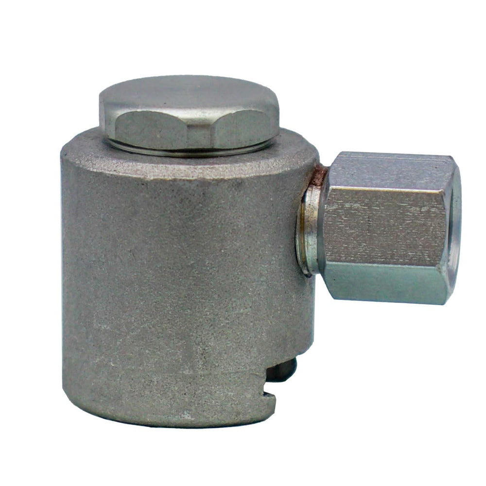 LockNLube front view showing coupler shape and durable finish for reliable seating