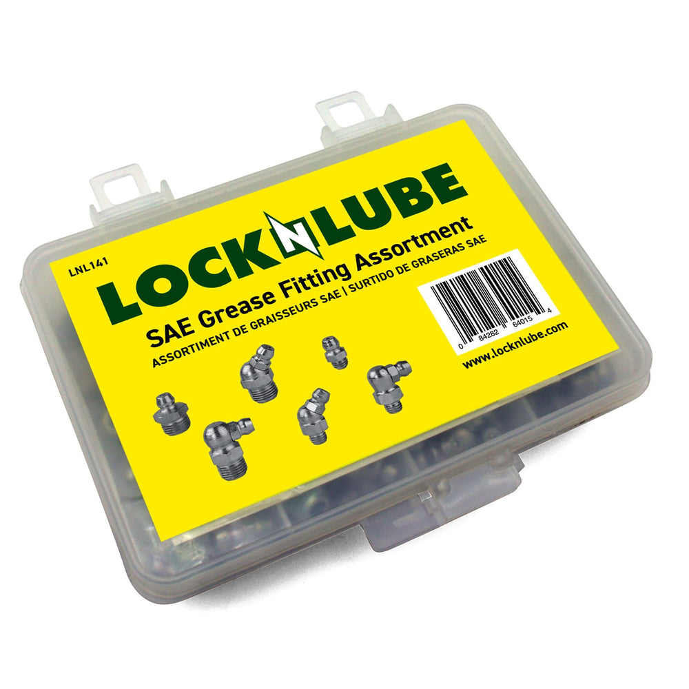 LockNLube front-view open case showing organized 80-piece benefit quick access