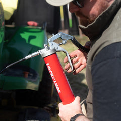 LockNLube detailed view of locking coupler demonstrating secure, no-leak connection
