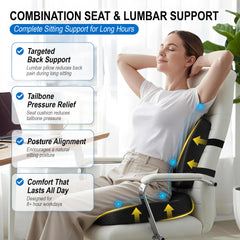 Lofty Aim two-piece set placed on a car seat for improved posture and comfort
