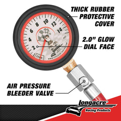 Longacre close-up of glow-in-the-dark dial for easy night visibility and faster checks