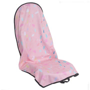 LoyaGour front view showing pink marbling towel protecting seat for cleanliness
