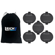 Lrichy front view of plug kit showing organized plugs and pouch protecting puck openings