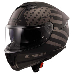 LS2 front view showing visor and aerodynamic shell for improved wind control