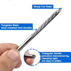 LSTOPGO tungsten cutter close-up showing sharp burrs for precise cleaning