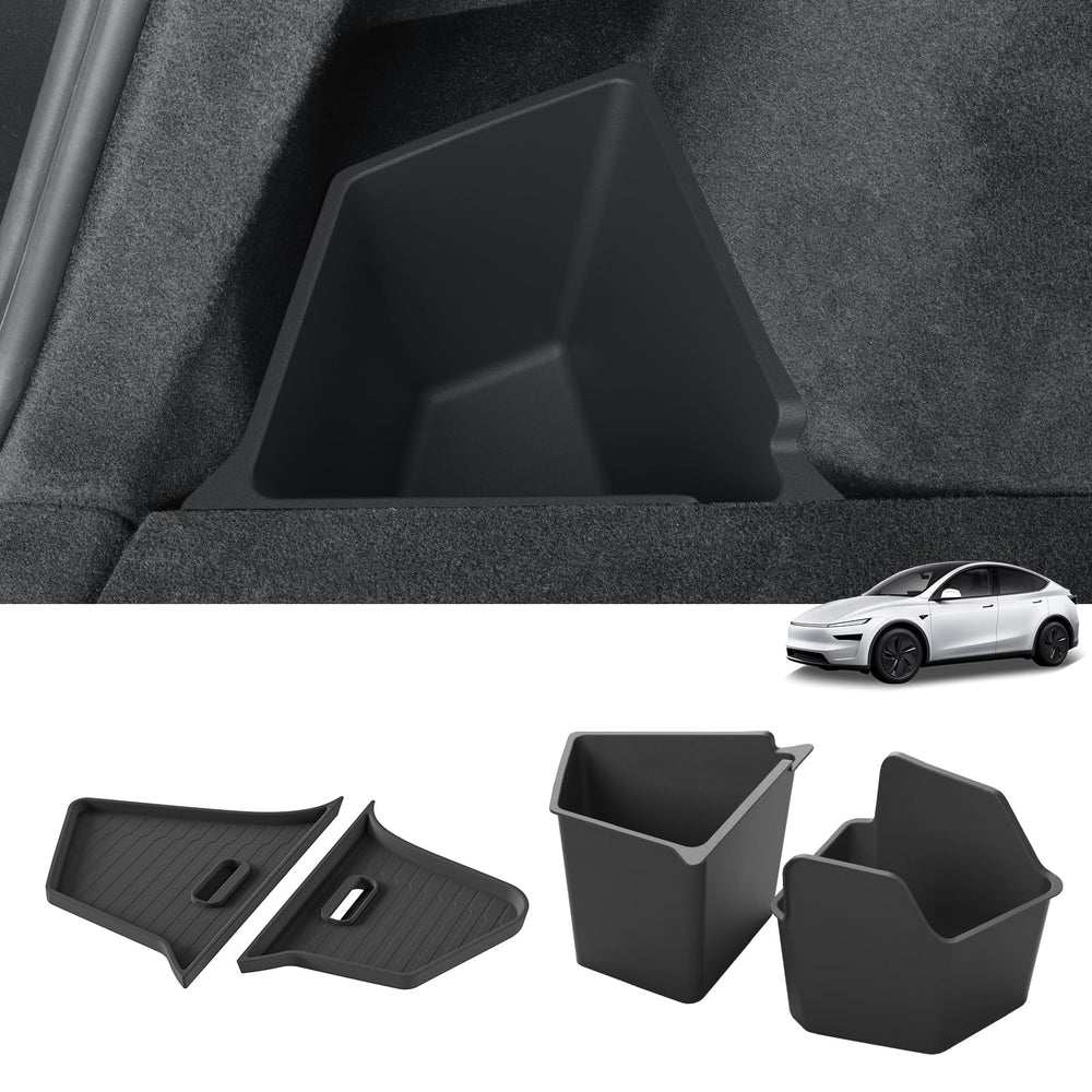 LUCKEASY front trunk right corner bin showing clean fit and quick install benefit