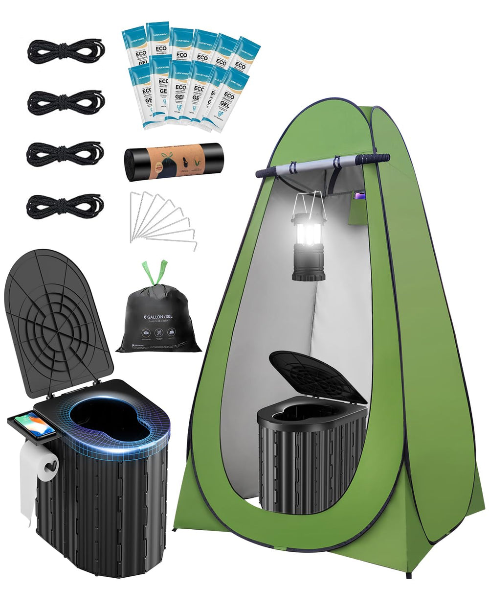 LuckyNov front view showing kit packed for travel, highlighting portability and convenience