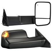 LUCTEND front view showing complete tow mirror assembly and OEM-style fit benefits