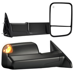 LUCTEND front view showing complete tow mirror assembly and OEM-style fit benefits