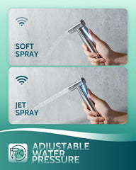 LUFEIDRA mounted on toilet tank demonstrating no-drill installation and convenient reach for personal hygiene