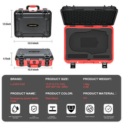 LUGECASE close-up latch and hinge securing NOCO Boost X GBX155 for reliable closure