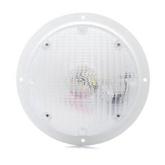 Lumitronics front view of white round surface light showing clean design and bright coverage