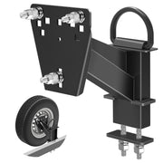 Lusheer front view of assembled spare tire mount showing compact secure fit and stability