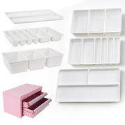 LUVCOSY front view of six-piece tray set showing organized compartments and fast access