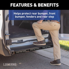 LUVERNE bumper strip mounted on a van rear preventing scuffs and scrapes