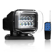 LuxBang front angled spotlight showing durable housing and focused beam benefit