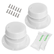 luxlead vent caps front view showing two white caps and clean finish, durable protection