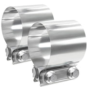 LWNWPPER front view of 2.5 inch exhaust clamp showing full band and bolt for reliable hold