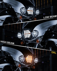 LX-LIGHT close-up of optics showing German LED chips for improved beam focus
